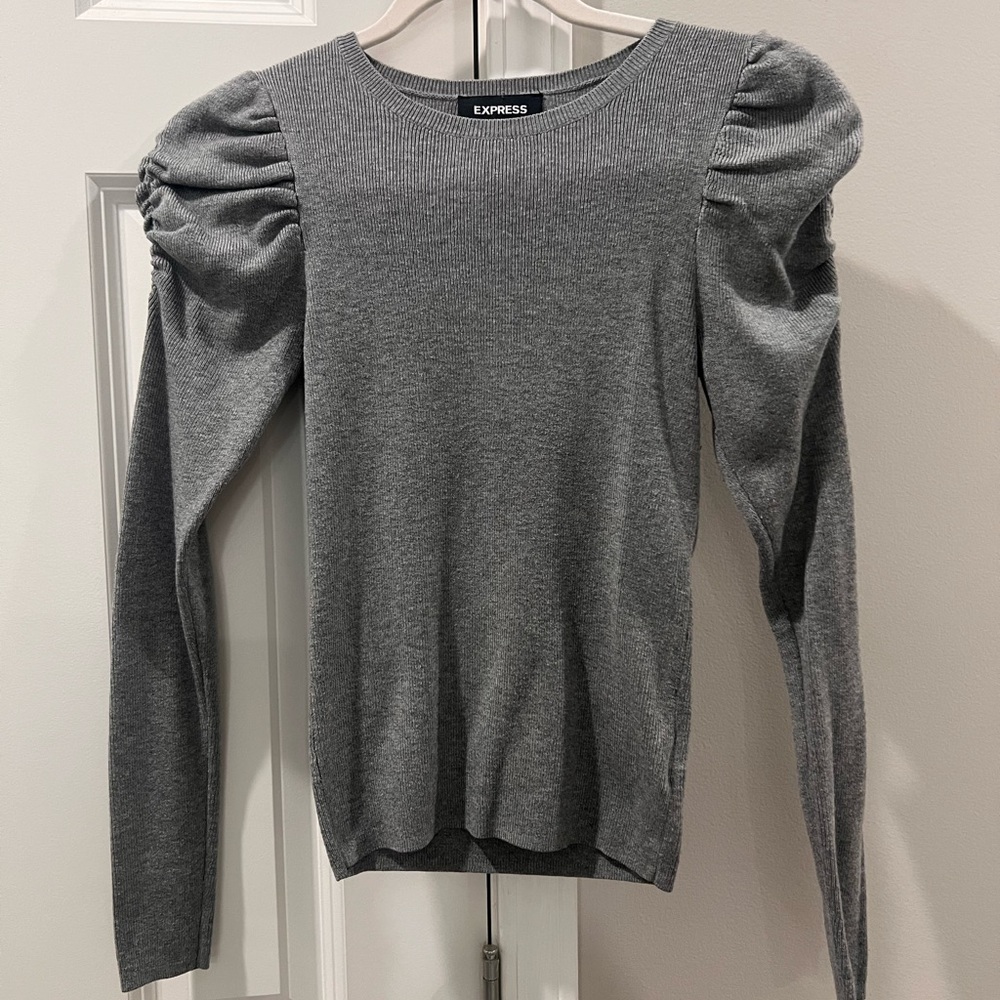 Express Charcoal Puff Sleeve Blouse